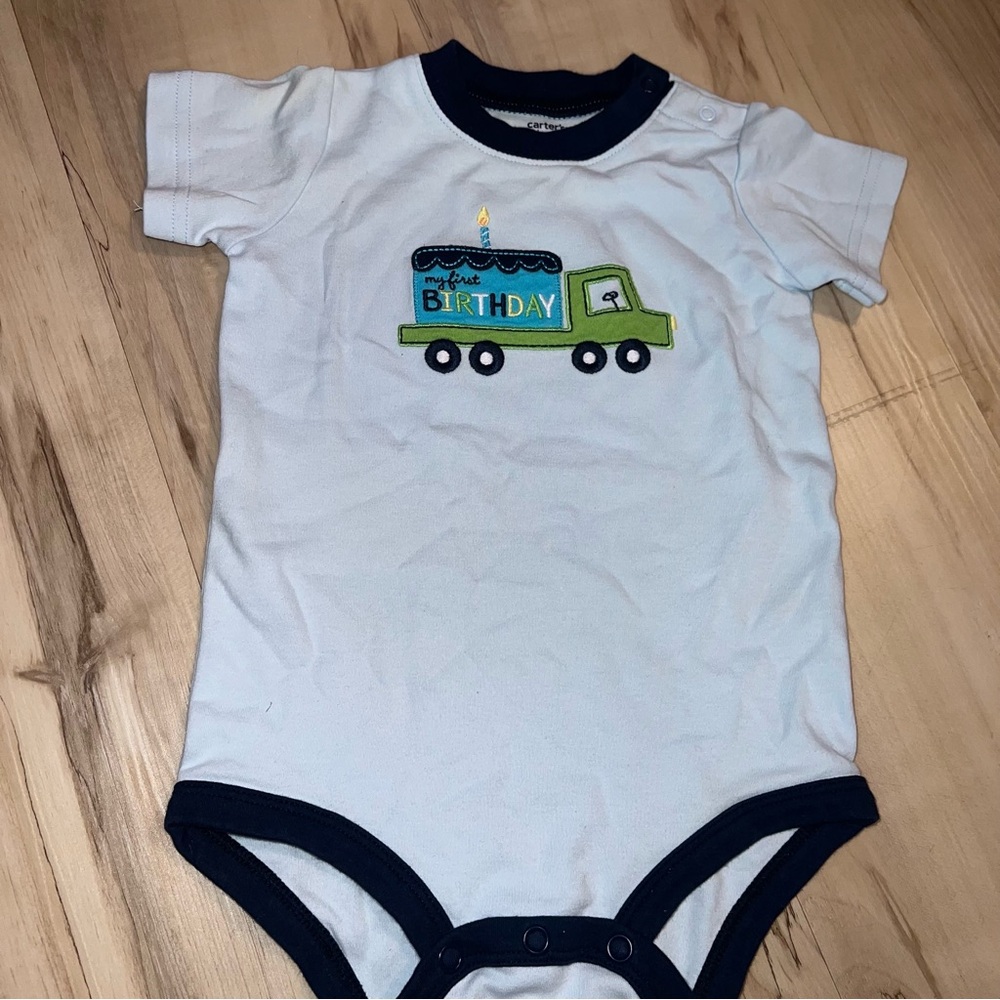 Carter's White and Blue Cake Onesie